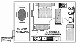 Piantina Bilocale del Villaggio Arcobaleno Vieste
