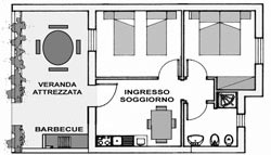 Piantina Trilocale del Villaggio Arcobaleno Vieste